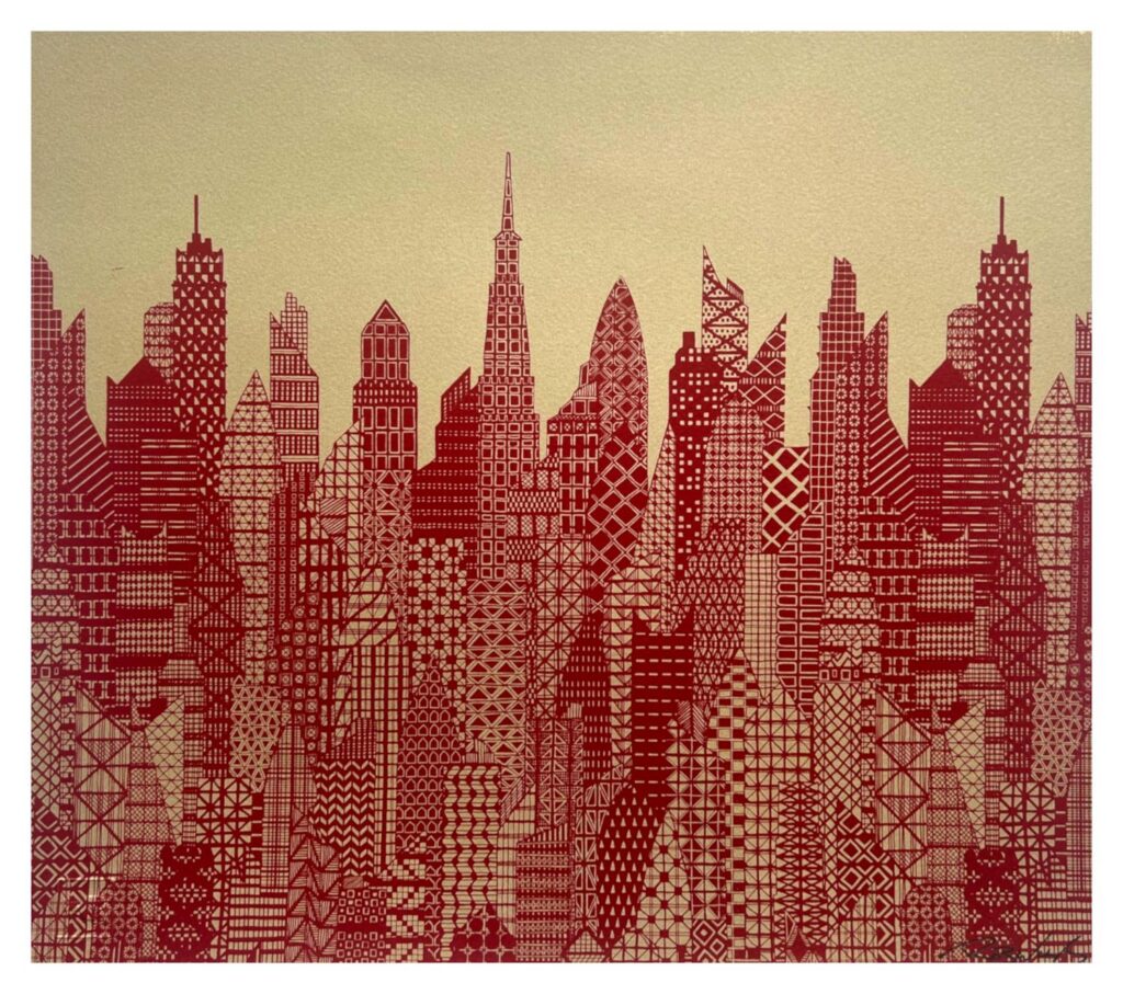 Cityscape Gold and Red