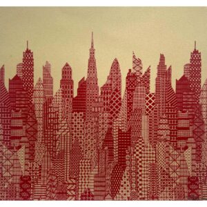 Cityscape Gold and Red