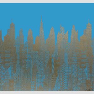 Cityscape Light Blue & Gold