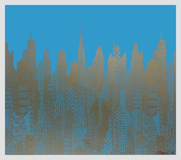 Cityscape Light Blue & Gold