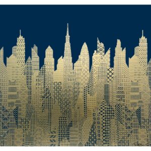 Cityscape Dark Blue & Gold