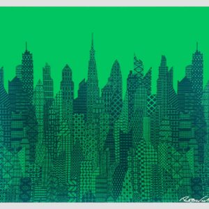 Cityscape Green and Blue