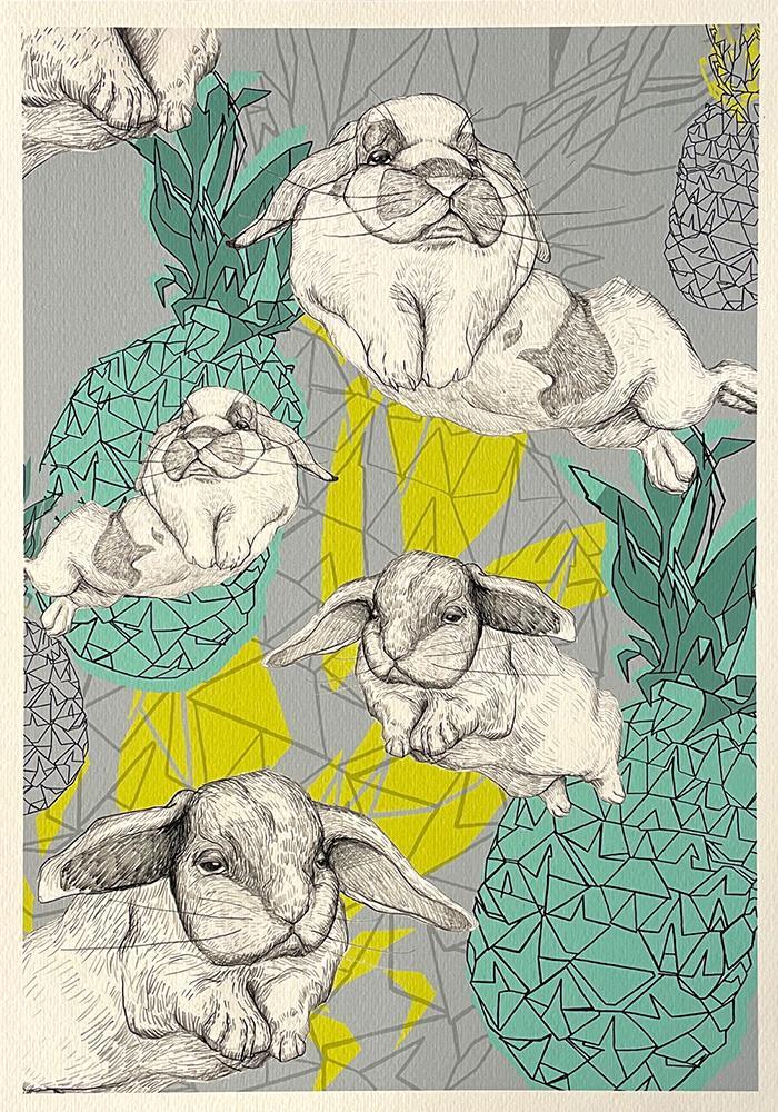 Bunny & Pineapple Turquoise